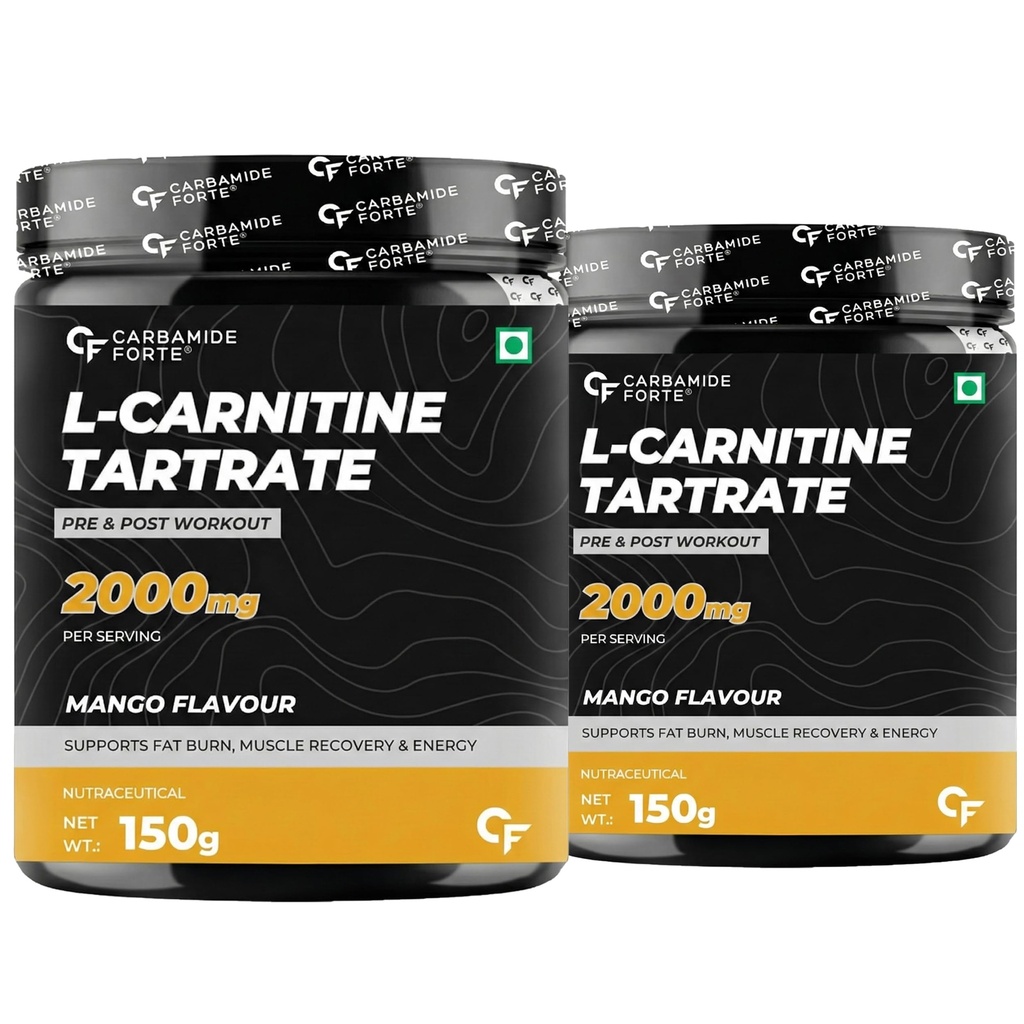 Carbamide Forte L carnitine L-Tartrate 2000mg Powder for Men & Women | Pre Workout l-carnitine Supplement - Mango Flavour - 150g (Pack of 2)