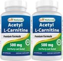Best Naturals Acetyl L- Carnitine (ALCAR) 500mg, 120 капсули, 120 Сервиз - Non-GMO и Gluten Free, 1 Капсула на Сервиз (2 Опаковка)