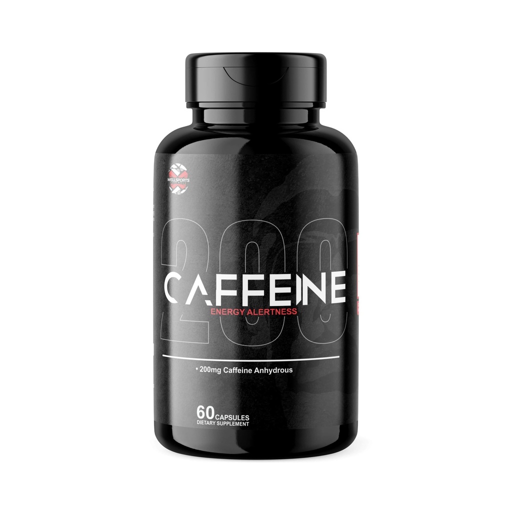 Wellsports- Caffeine Energy Alertness|Fast Acting Energy Supplement for Men and Women |Quick Energy Boost (200mg)