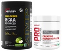 GNC AMP Gold Series BCAA Advanced Powder| Green Apple | 400 Grams & Creatine Monohydrate, (Unflavoured, 250 Grams Powder)