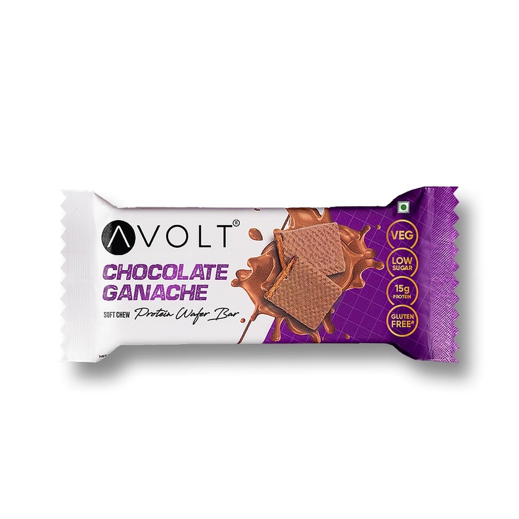 Avolt Chocolate Ganache Protein Bars with 15g Protein | Pack of 1 | High Energy Wafer Bars, No Added Sugar, Guilt-Free Indulgence for Healthy Snacking, Tasty and Crunchy Bar