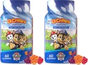 Critters Paw Patrol Gummy Vites Daily Gummy Multivitamine pentru copii, Vitamina C, D3 pentru Suport Imun Cherry, Orange si aroma de afine, 60 Gummies (Pachet de 2)