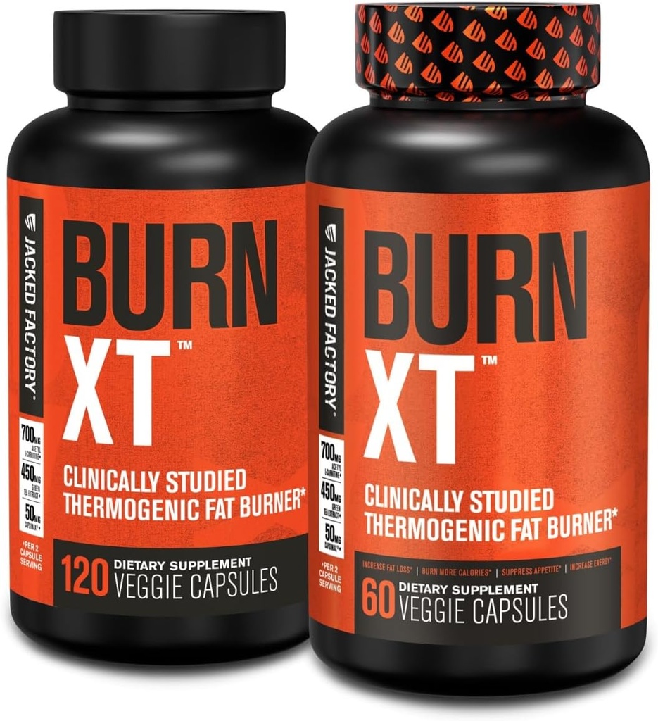 Jacked Factory Burn-XT Klinicky studovaný tuk Burner & Weight Loss Supplement - Appetite Suppressant & Energy Booster - s Acetyl L- Carnitin, Green Tea Extract a více - 180 Přírodní dietní pilulky