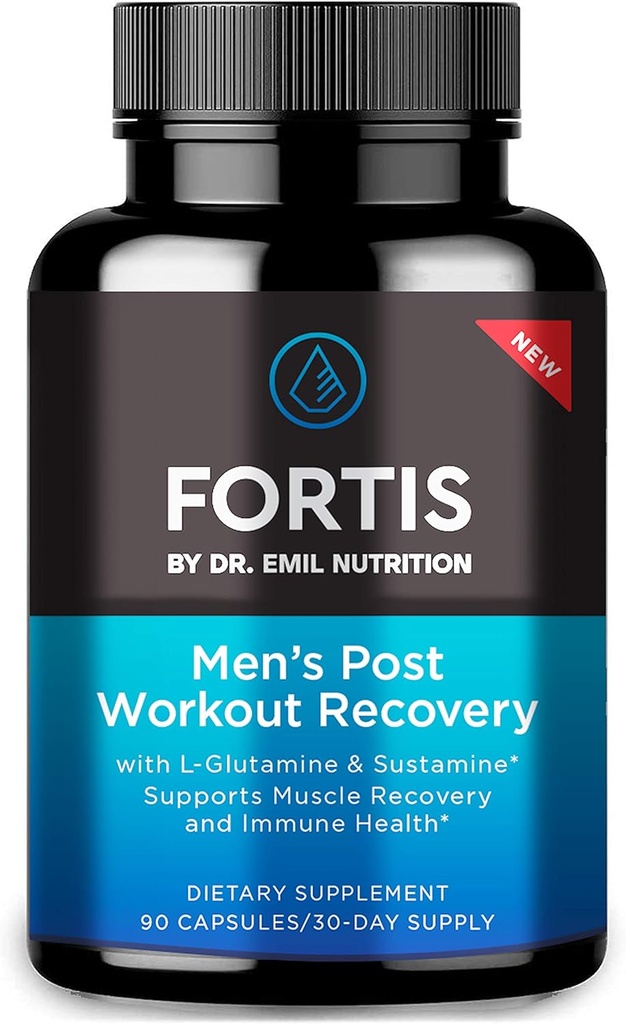 医生 幼儿营养 Fortis 工作结束后 患有L-Glutamine和Sustamine的男子恢复盖,以支持肌肉恢复和免疫健康,30种服务