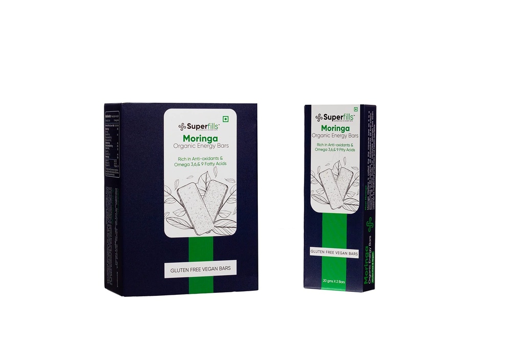 Superfills Moringa Energy Bars Protein Rich, Vegan Protien Bar 10 x 20gm