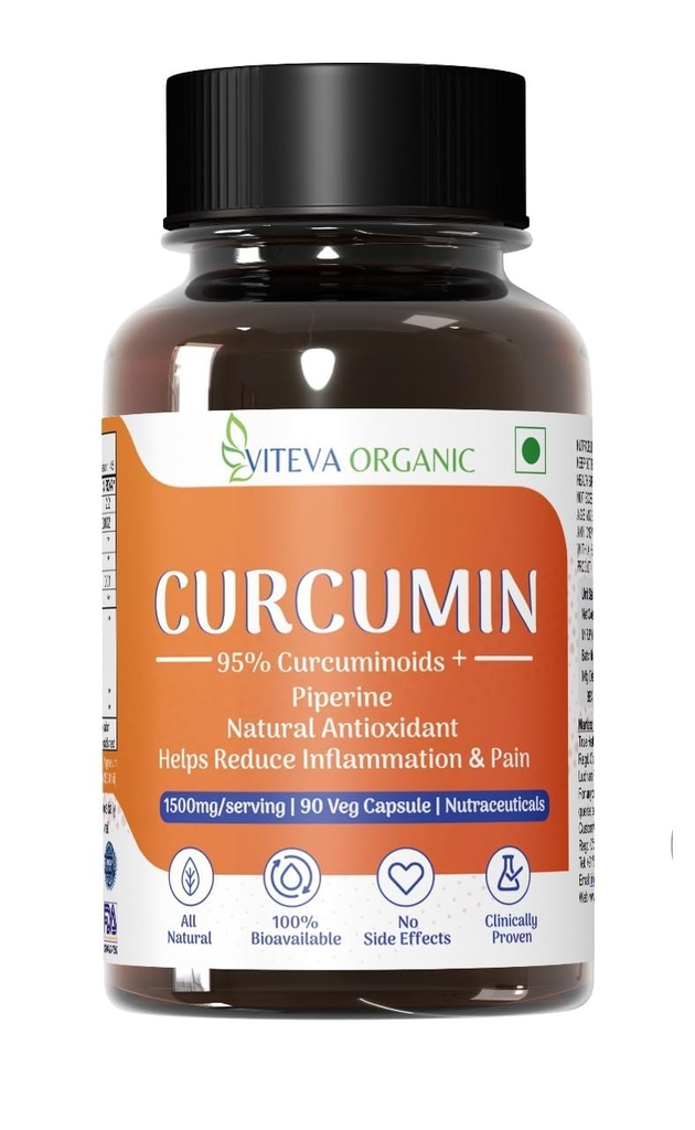 Curcumin Capsules - 1500mg Curcumin95% with Piperine 90 Veg Capsules - Turmeric Extract Supplement for Pain Relief & Inflammation Reduction - Premium Curcumin Anti-Inflammatory Formula