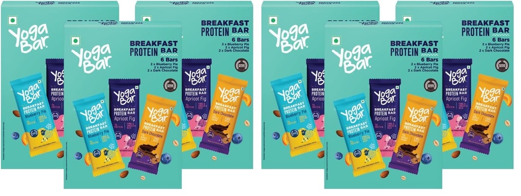 Yogabar Breakfast Protein Bars, 18 Assorted Bars | High Protein All in One | No Preservatives - No Artificial Flavours | Meal Replacement Bar (Pack of 2)