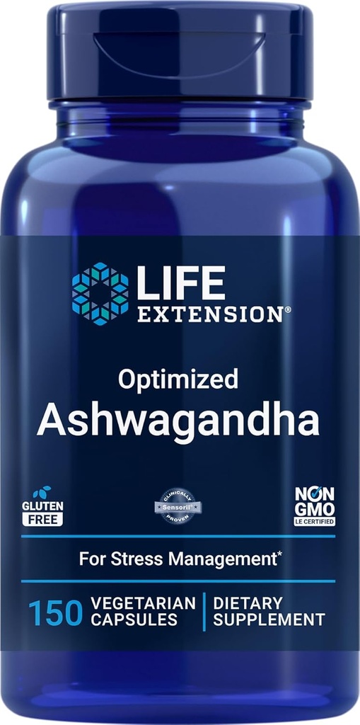 Life Extension Ashwagandha, 150 Veg Caps - Gluten Pulsuz, Vegetarian Capsules