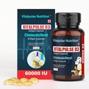 Non-Veg Vitamin D3 60000 IU Cholecalciferol Softgel Capsules | High Potency | Gluten & Soy Free | High Bioavailability | Bone & Immune Health | 40 Softgels (Pack of 1)