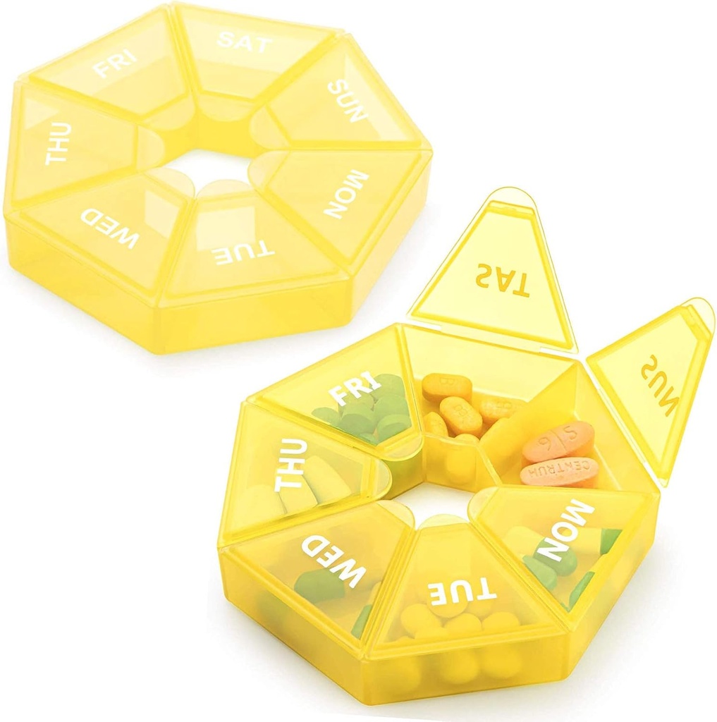 2PCS Weekly Pill Organizer Nagy 7 napos Pill Box Organizer Napi orvosság Vitamin Halolaj tabletták kiegészítők Arthrity Friendly