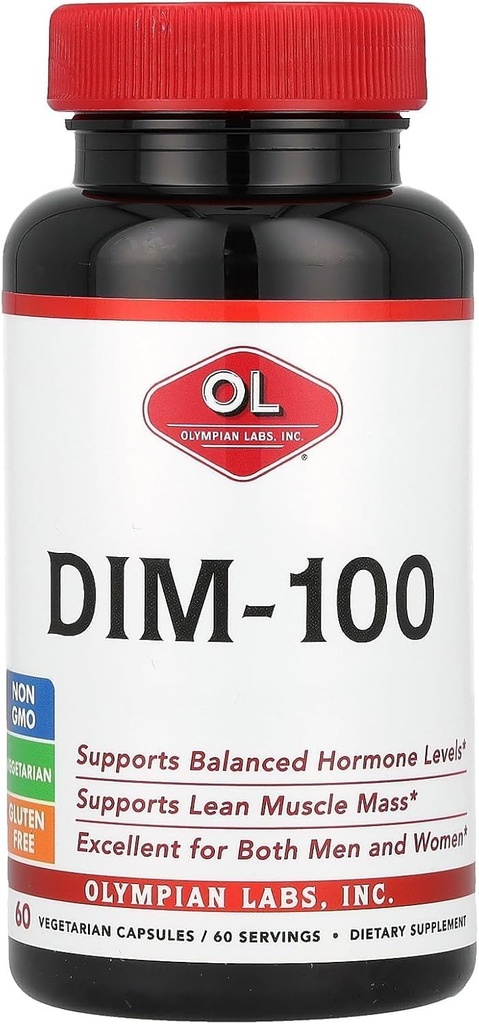 Tambahan DIM Lab Olymsian 100mg - Daily Kapsul - Diindolylmetana untuk Pria dan Wanita, 100 Mg, 60 Count
