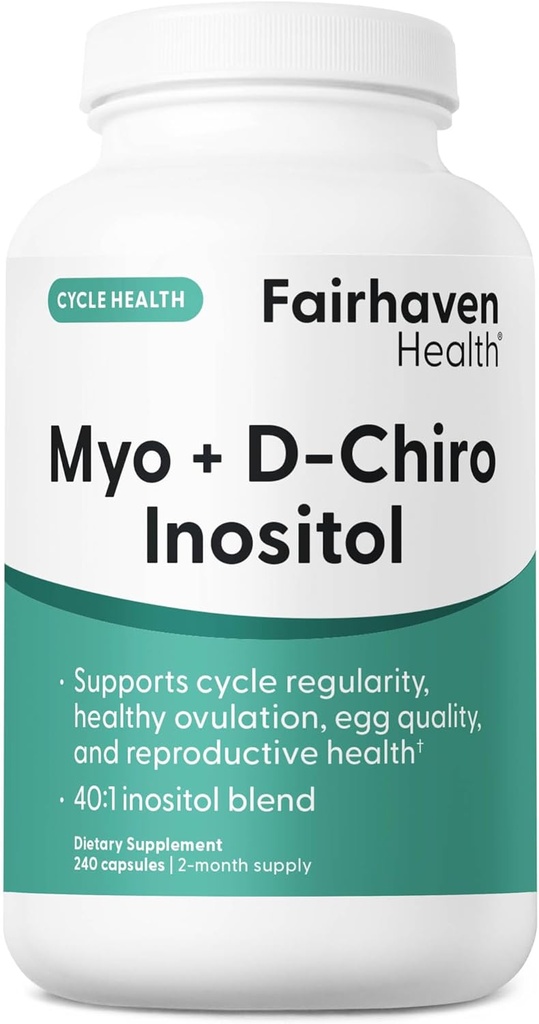 Fairhaven Health Myo-Inositol og D-Chiro Inositol Supplement for kvinner | 40:1 Ratio | Kvinnelig fruktbarhet Supplement for kvinner og hormonbalanse | Vegan | 240 Myo & D-Chiro Inositol Kapsler