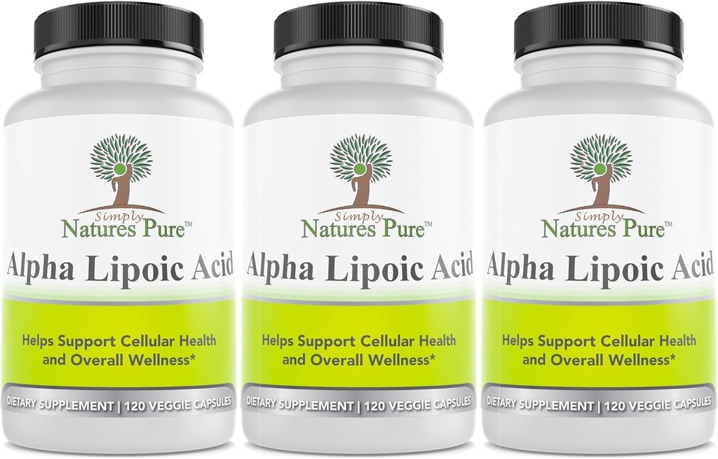 Gewoon de natuur Puur Alpha Lipoïnezuur 600mg 360 Veggie Capsules, Niet-GMO Thiocaat Zuur 12 maanden Levering