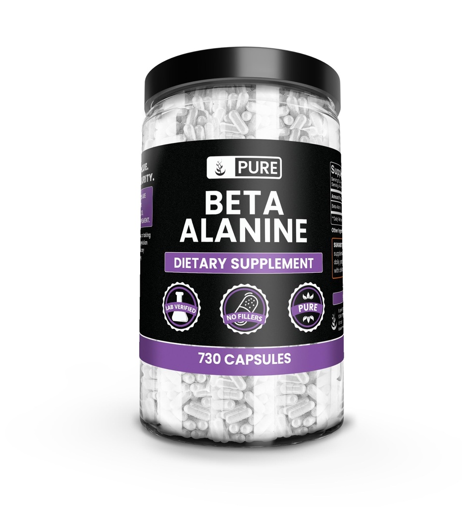 Pure Original Ingredients Beta Alanine, (730 Capsules) Always Pure, No Additives Or Fillers, Lab Verified