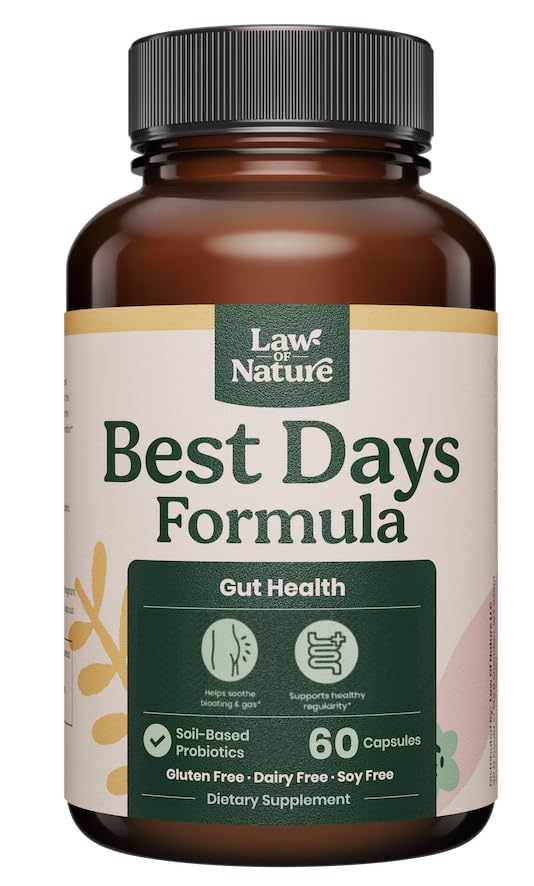 Best Days Formula | Advanced 5-in-1 Gut Support for Bloating, Gas & Irregularity | Soil-Based Probiotics + Prebiotics, L-Glutamine, Aloe Vera & More | 60 Capsules