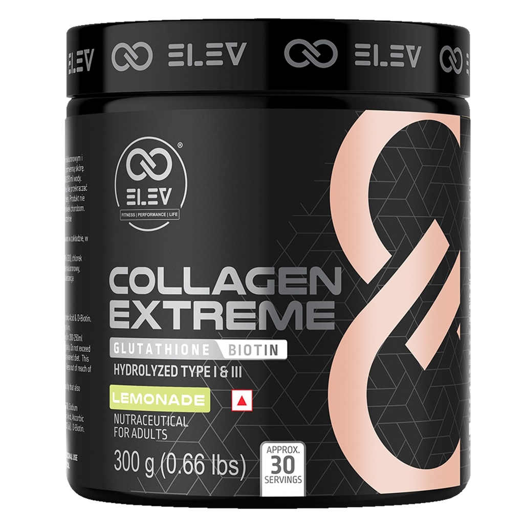 Elev Collagen Extreme 300g | Marine Collagen Peptides with Glutathione, Hyaluronic Acid & D-Biotin | Lemonade | 30 Servings
