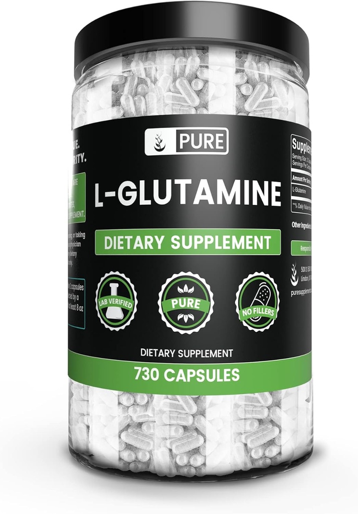 Pure Original Ingredients L- Glutamin (730 kapszula) No Magnézium Or Rice Fillers, Always Pure, Lab Certified