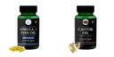 Fish-oil-double-strength, Castor-oil-vegetarian-capsules Combo | Convenient Nutrition & Wellness Routine | Multi-Product Pack
