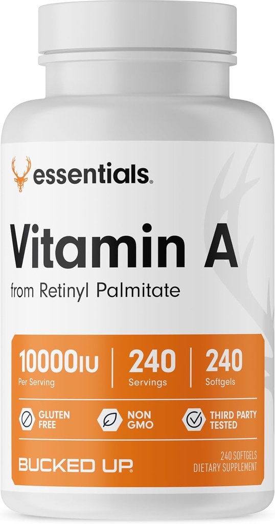 Bucked Up Vitamin A 10000IU per Serving, Essentials (240 Servings, 240 Softgels)