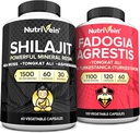 Nutrivein Premium Shilajit קפסולות ו Fadogia Agrestis תוספת Bundle: Powerful Shilajit עבור נשים וגברים + Fadogia Agrestis עם טונגקאט עלי עבור ביצועים, אנדורנס, ו Vitמציאותיות