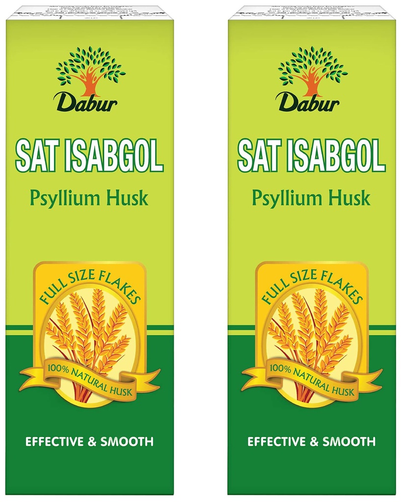 Dabur Sat Isabgol (Psyllium Husk) - 180/200 g | Rich in Fiber | Provides Effective Relief From Constipation & Bloating | Promotes Bowel Health | Non Habit Forming | 100% Ayurvedic (Pack of 2)