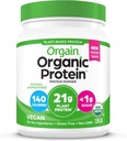Orgain Organic Vegan Protein Powder, Natural não adoçado - 21g de proteína vegetal, 4g de fibra prebiótica, carboidratos líquidos baixos, Sem ingredientes de lactose, Sem açúcar adicionado, Não-GMO, Para batidos e smoothies, 1,59 lb