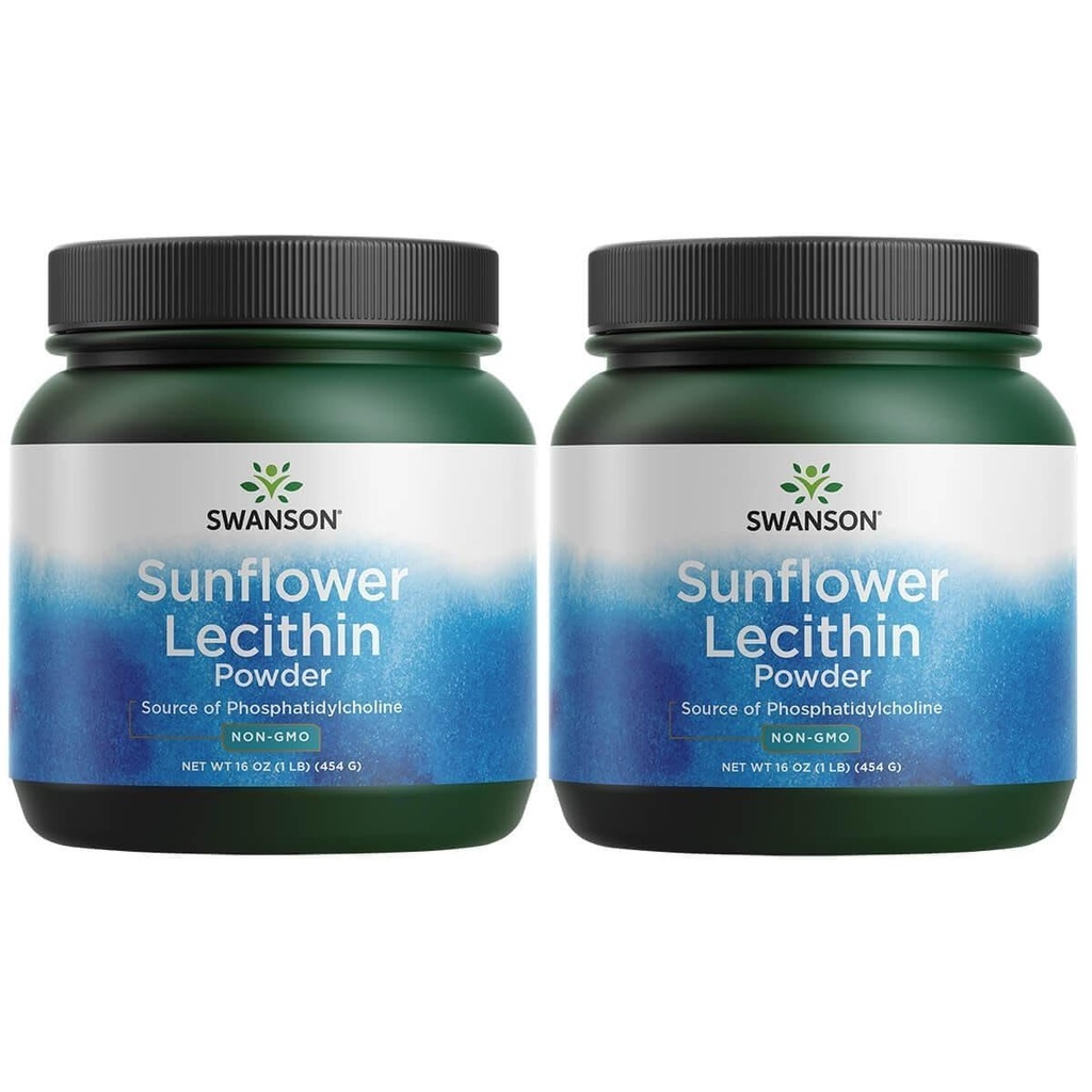 Swanson Sunflower Lecithin Brain Health Nervous System Support Non-GMO Soy-Free Vegetarian 16 oz (1lb) 454 gram Powder (2 Pack)