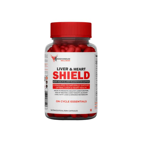 Liver & Heart Shield by Transformium Nutrition for Liver Protection, Heart Support, Kidney & Whole Body Detox with Milk Thistle, Nac, L - Glutathione (60 Capsules)