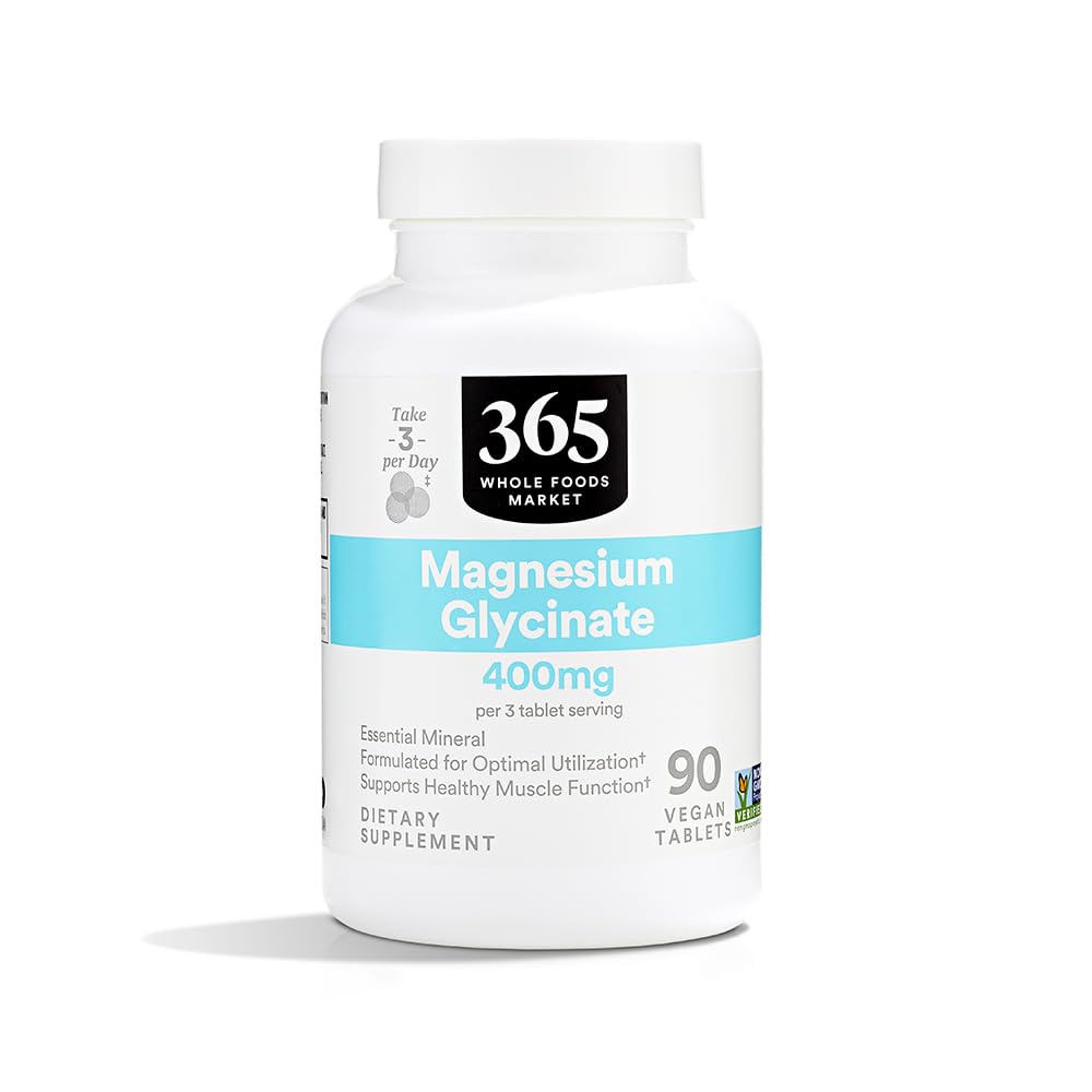 365 by Whole Foods Market, Magnesium Glycinate Tablets, 400 MG, 90 Count