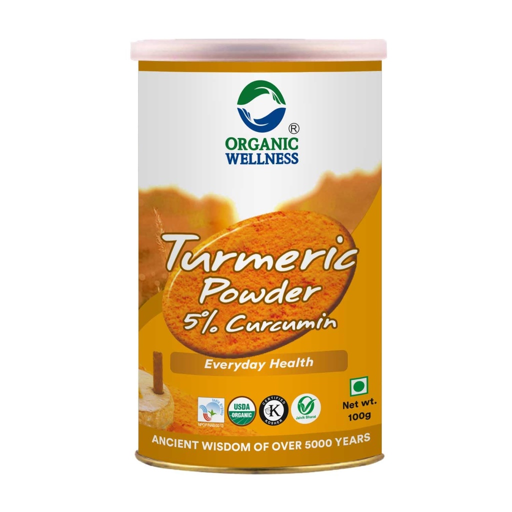 Organic Wellness 5% High-Curcumin Turmeric Powder 100 Gram Pack | Haldi Powder |