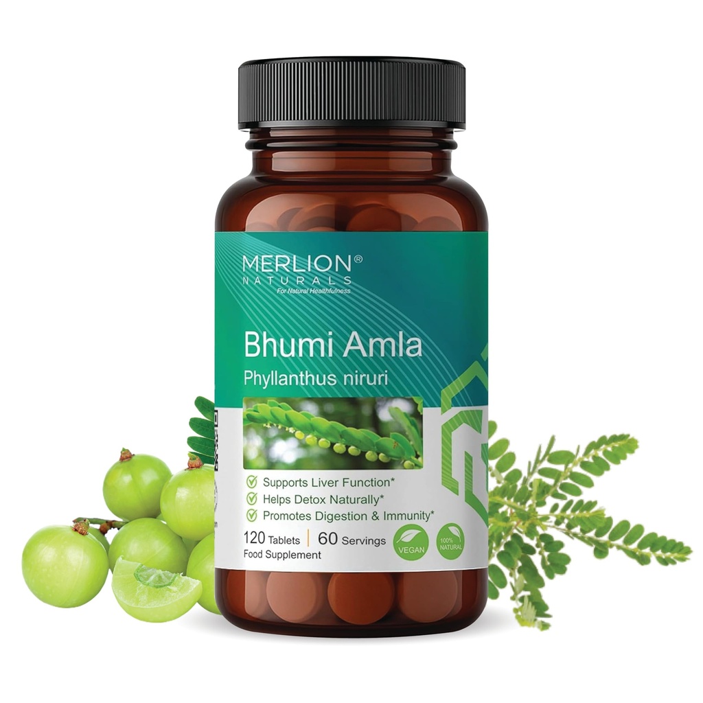 Merlion Naturals Bhumi Amla Tablets, Phyllanthus niruri, 500mg (120 Tablets)