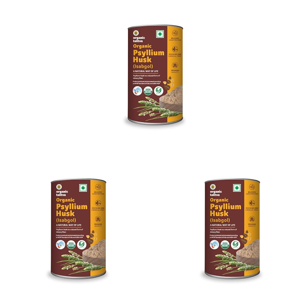 Organic Tattva Psyllium Whole Husk (Isabgol) 100 Gram (Pack of 3)