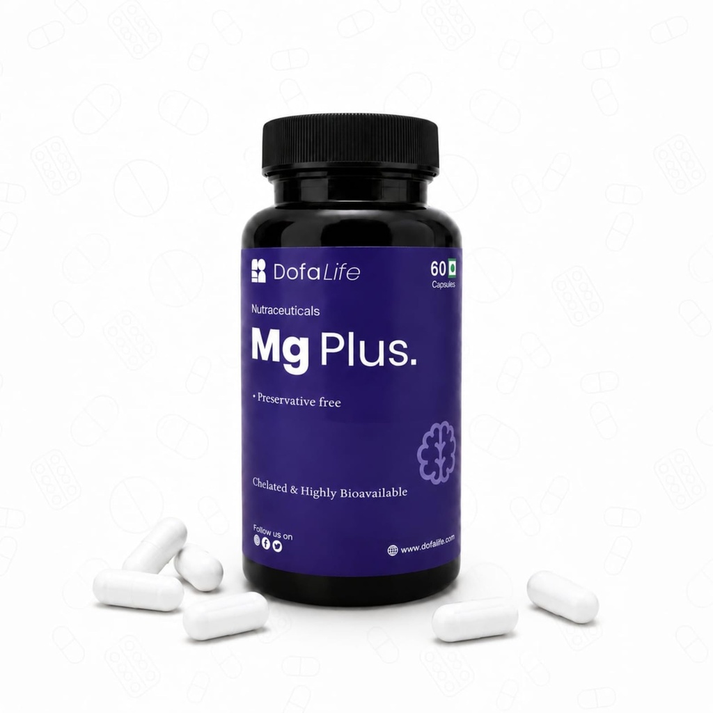 DofaLife Magnesium Glycinate Capsules 1000mg | Highly Absorbable Chelated Magnesium | Supports Muscle Recovery, Sleep, Bones & Nerve Health | 60 Veg Capsules