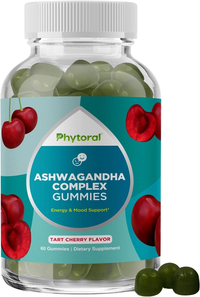 남성과 여성을위한 Calming Ashwagandha Gummies - 30 : 1 아연과 비타민 D가있는 루트 추출물 - 에너지 및 계류 지원을위한 성인을위한 맛있는 Adaptogen 스트레스 구미 (60 인분)