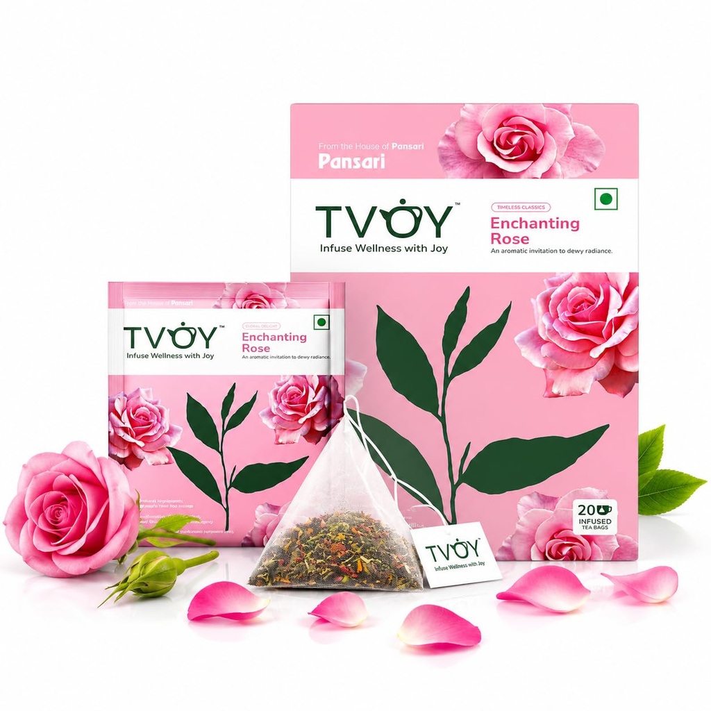 TVOY Enchanting Rose Green Tea Bags