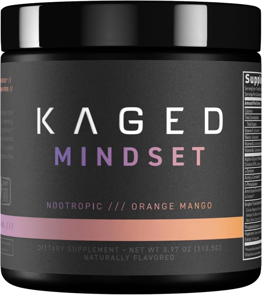 Kaged Nootropic Formula, Mindset, Focus ja Tuottavuus Supplement, Stimulant ilmaiseksi, parantaa muistia, Mieliala, Selkeys, 30 Palvelimet