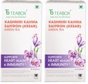 Teabox Fresh Kashmiri Kahwa Saffron (Kesar) Green Tea | 25 Teabags | Green Tea Handblended with Natural Saffron, Almond, Cardamom & Cloves | With Natural Ingredients (Pack of 2)