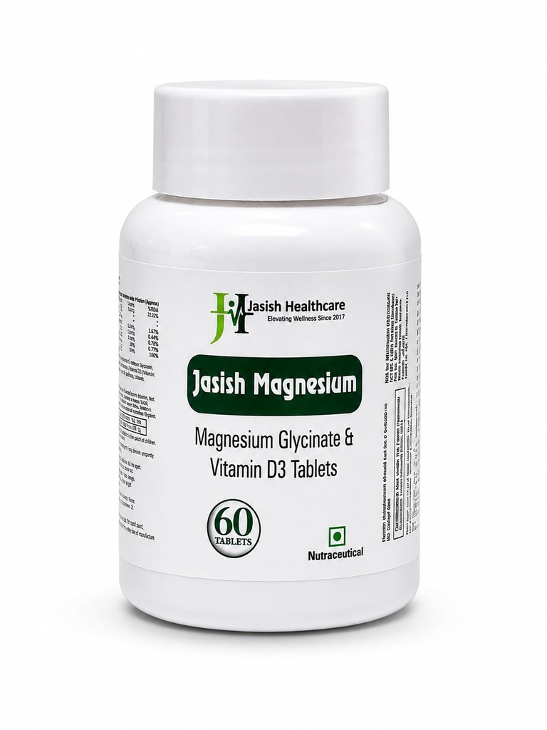 Magnesium | Magnesium Glycinate 1000mg Tablets with Vitamin D3 600 I.U. | 220mg Elemental | High Bioavailability Supplement | Supports Muscle Function, Bone Health & Nerve Health | 60 Tablets
