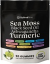 Optimal Prime Sea Moss ve Black Seed Oil Gummies, Ashwagandha, Turmeric, Manuka Honey, ACV, Dandelion, Black Pepper, Burdock, Bladderwrack, Vegan, 90 Gummies 45 Day Supply