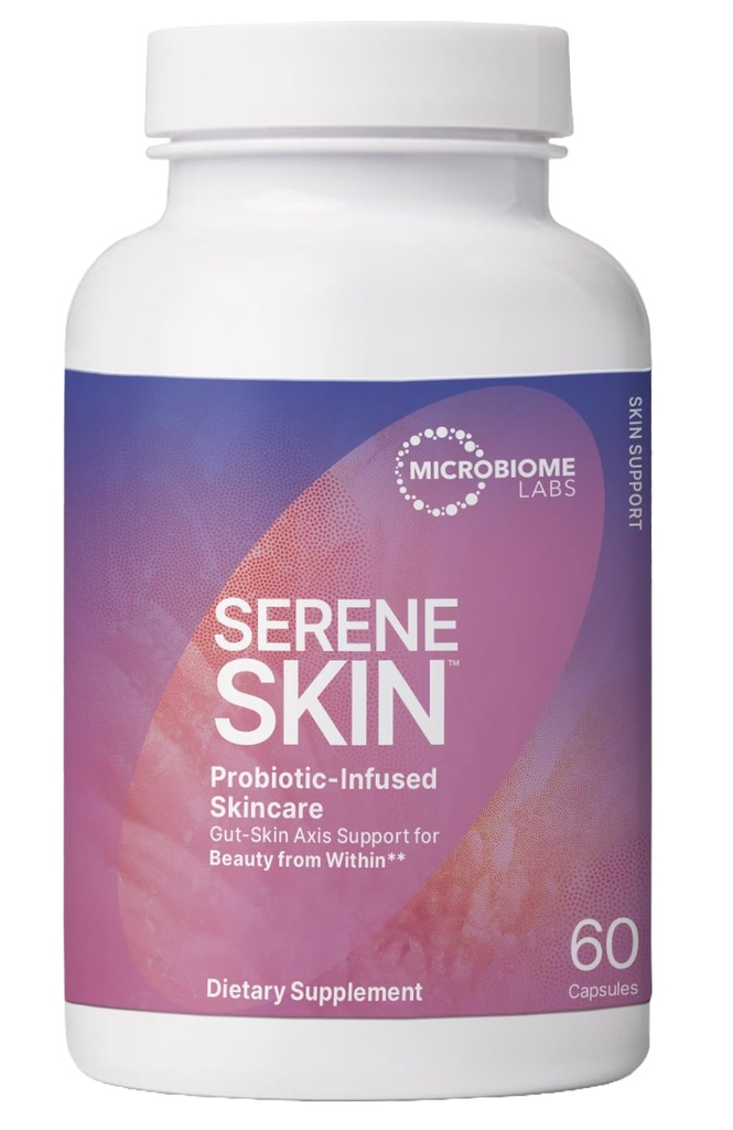 Microbiome Labs SereneSkin - Spore Based Probiotic Complex with Citrus Polyphenols for Skin Clarity & Gut Health Support - Daily Probiotic Skincare - Soothe The Gut-Skin Axis (60 Capsules)