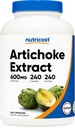 Nutricost Artichoque Extract 600mg, 240 Vegetariánské kapsle - Gluten Free, Non- GMO