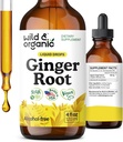 Wild & Organic Ginger Root Extract Drops - Immun- & Verdauungshilfe - Flüssige Ingwer Ergänzungen - Vegan, Zucker & Alkoholfreie Tinktur - 4 fl Unze