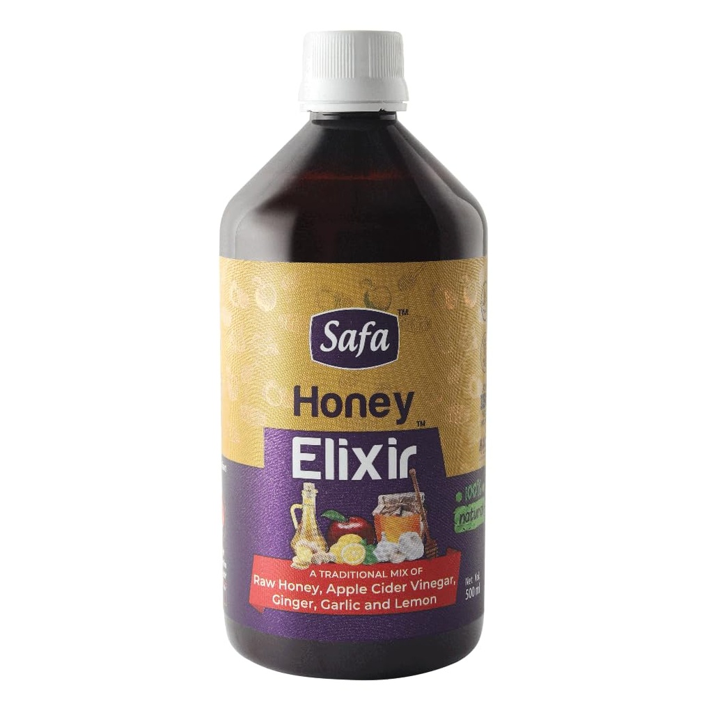Safa Honey Elixir | 100% Pure Raw Honey, Apple Cider Vinegar, Ginger, Garlic and Lemon Tonic | 500ml
