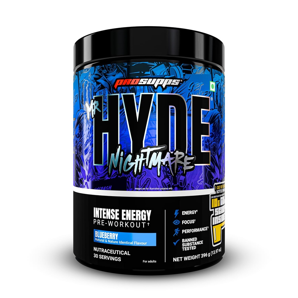 ProSupps Hyde Nightmare Blueberry Pre Workout Powder, 30 Servings