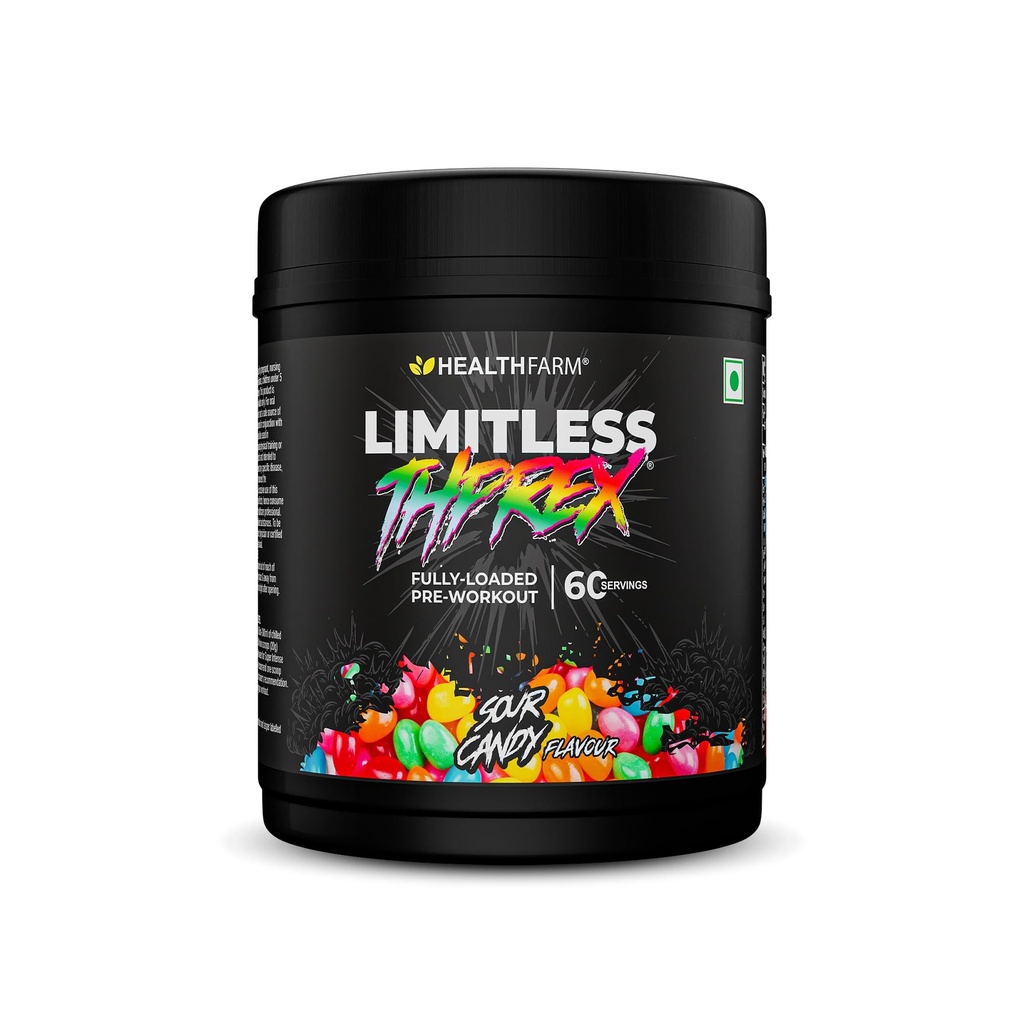 Healthfarm Limitless Thprex Pre Workout Supplement (Sour Candy) 600g