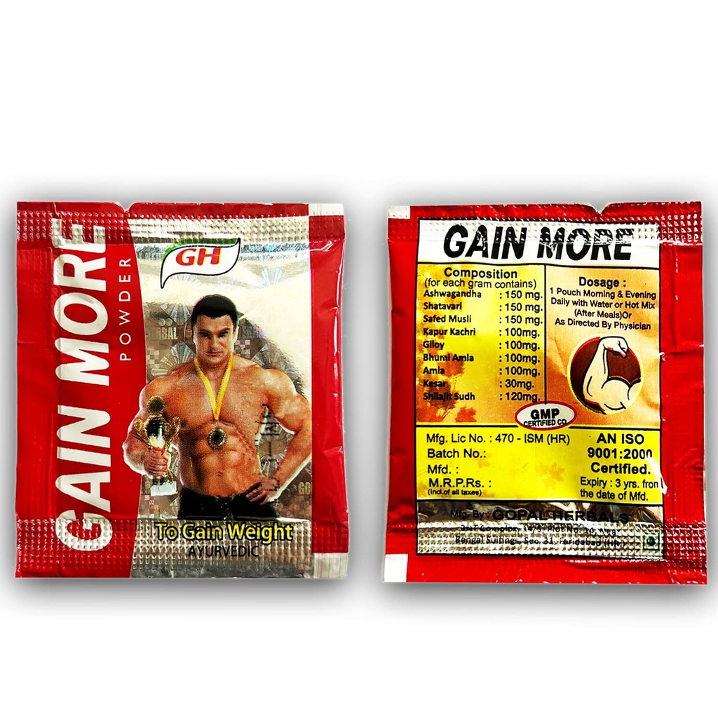 Gain More Ayurvedic For Muscle Gain Weight Gainers/Mass Gainers (15 Sachets)
