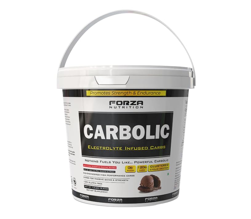 Carbolic Advanced Clean mass gainer for Instant Energy & Endurance – Fast-Digesting Carbohydrates for Pre & Post Workout Chocolate flavoured-12 LBS/5.4kg