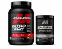 MuscleTech Nitro-Tech Whey Protein, 907g (2lbs), Milk Chocolate and Platinum Creatine Monohydrate Powder | 3 g Creatine Per Serving | Unflavoured