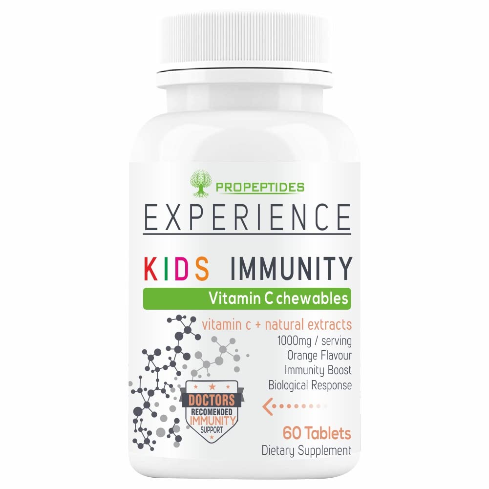 Vitamin C Tablets for Kids with Amla, D3, Acai Berry & Grape Seed — Sugar-Free Chewable Immunity Booster Supplement with Citrus Bioflavonoids, 1000mg, Tasty for Children, 60 Tablets