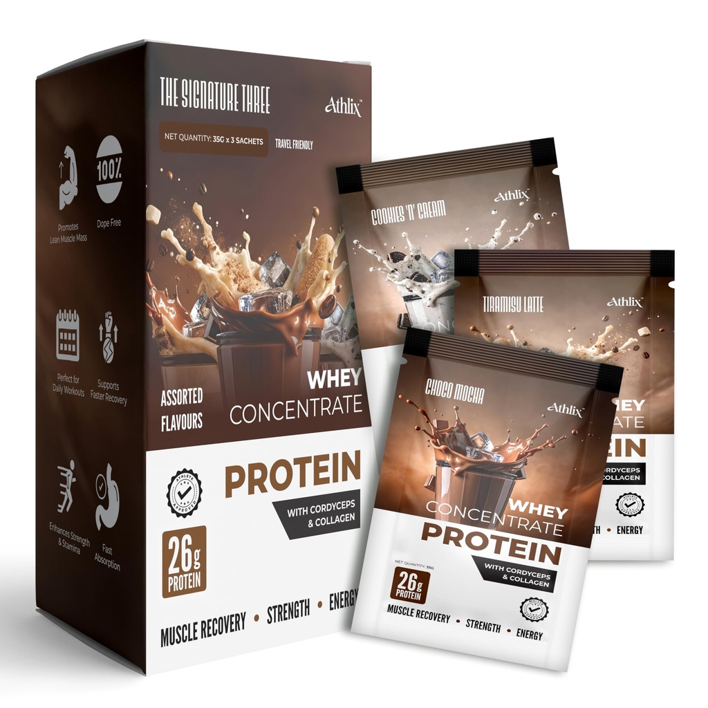 Whey Protein Concentrate, Assorted Flavours, 35g x 3 Pack